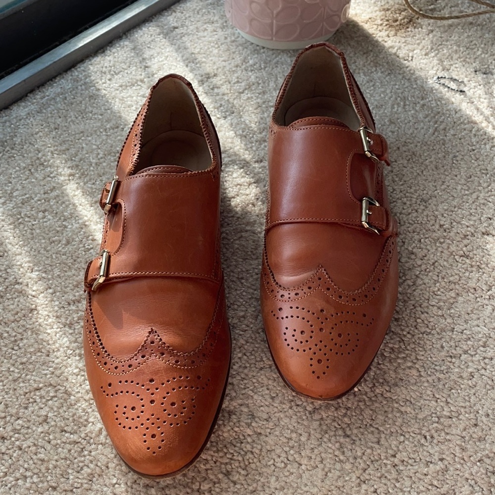 J. Crew Perforated Italian Leather Monkstrap Shoes